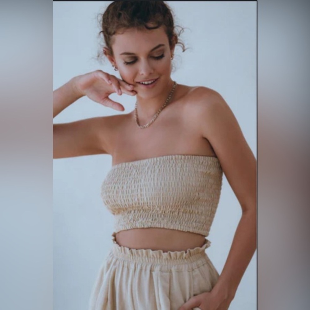 BALILN Fenzi Smocked Top Size M Color Beige